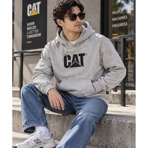 CAT Caterpillar Hoodie Mens M Gray Sweatshirt Workwear Heritage‎ Streetwear